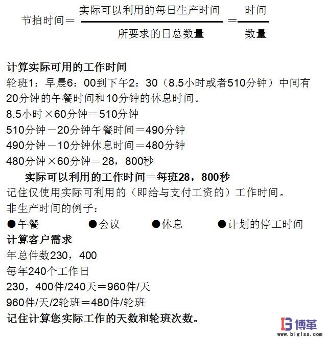 生產節拍時間計算公式例子 生產節拍時間計算公式例子